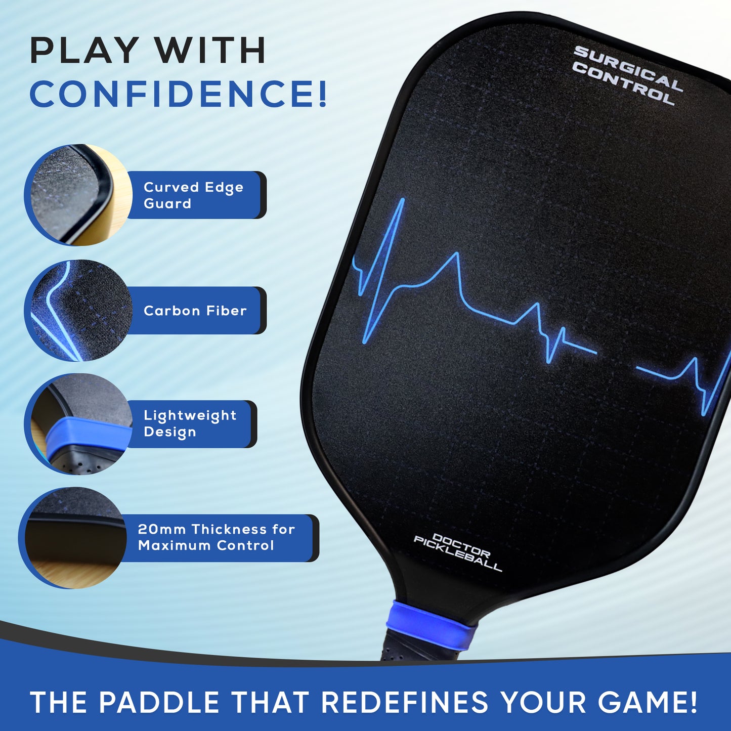 Carbon Fiber Surgical Control Pickleball Paddle